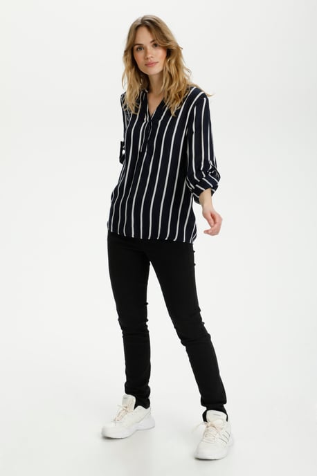 Langarm-Bluse Regular fit Midnight Marine/Chalk blue white - Image 1