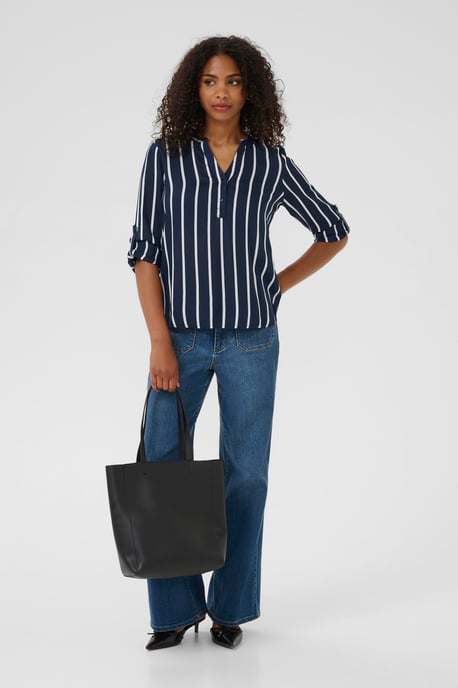 Langarm-Bluse Regular fit Midnight Marine/Chalk blue white - Image 3