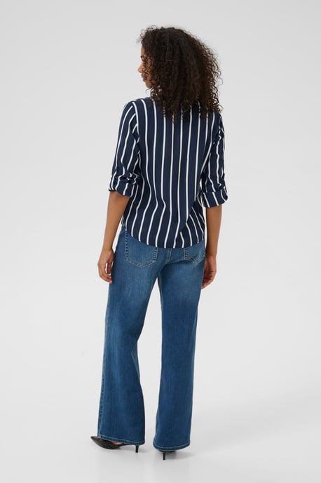 Langarm-Bluse Regular fit Midnight Marine/Chalk blue white - Image 4