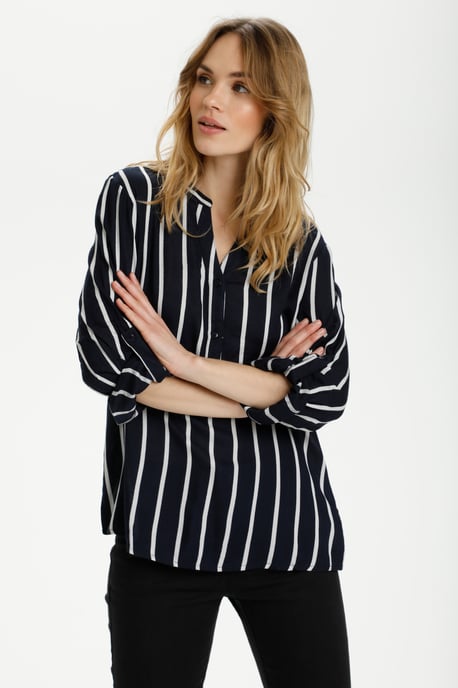 Langarm-Bluse Regular fit Midnight Marine/Chalk blue white - Image 5
