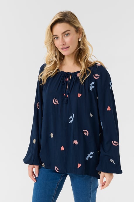 Langarm-Bluse Loose fit Dress blue with mulitcolor emb blue - Image 3