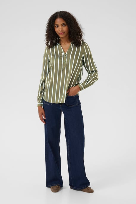 Langarm-Bluse Regular fit Grape Leaf/Chalk white green - Image 3