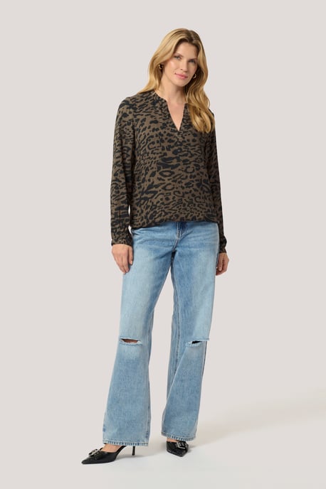 Langarm-Bluse Regular fit Brown/Black Flower Print floral - Image 2