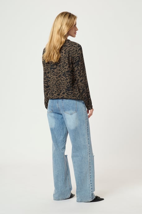 Langarm-Bluse Regular fit Brown/Black Flower Print floral - Image 4