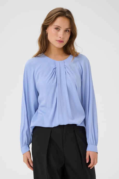 Langarm-Bluse Gerade Passform Cornflower - Image 3