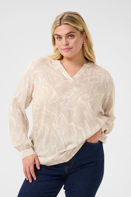 Langarm-Bluse Regular fit Feather Gray,Chalk Print grey white - Image 3
