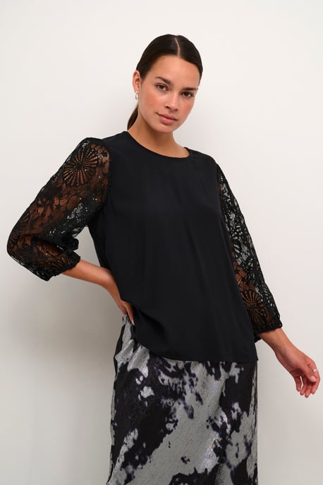 Langarm-Bluse Regular fit Black - Image 2