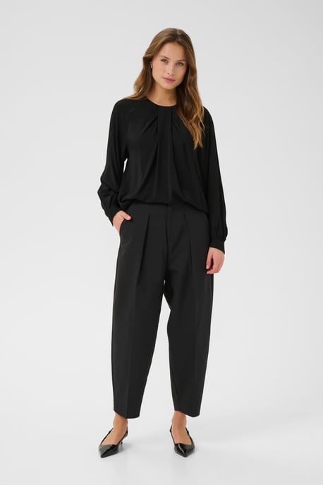 Langarm-Bluse Gerade Passform Blac - Image 1