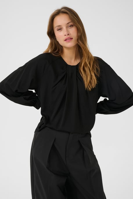 Langarm-Bluse Gerade Passform Blac - Image 4