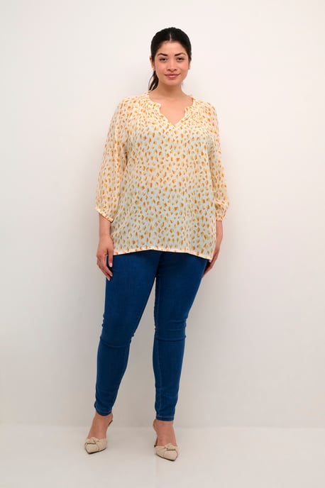 Langarm-Bluse Regular fit White/Orange Graphic Dots white orange - Image 1