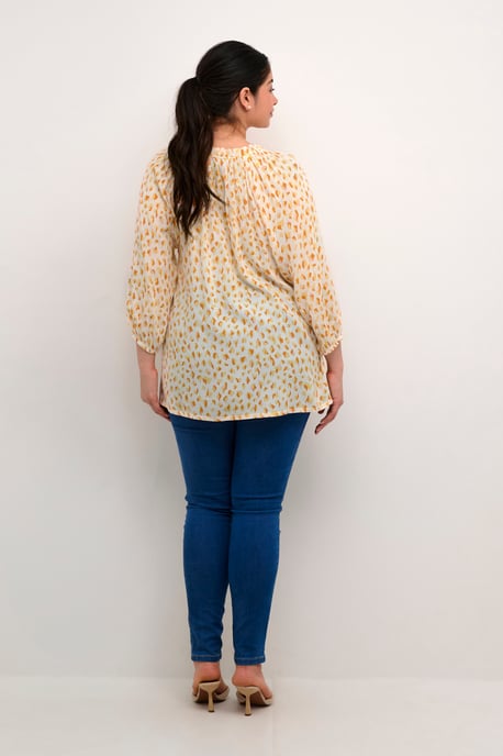 Langarm-Bluse Regular fit White/Orange Graphic Dots white orange - Image 2