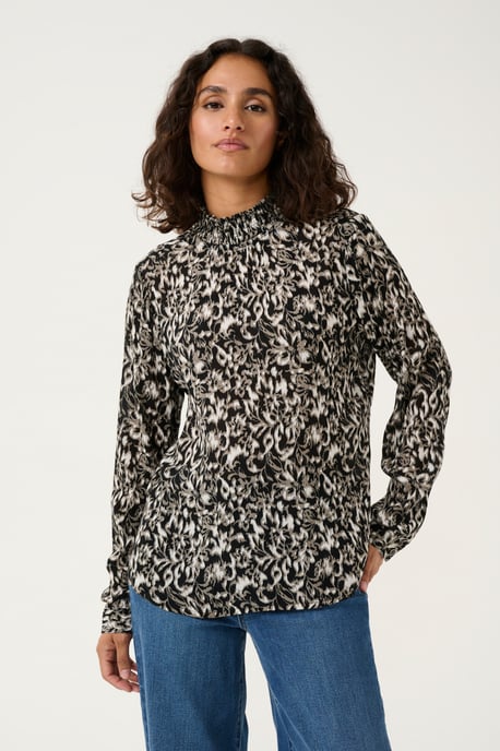 Langarm-Bluse Regular fit Black/ElefantS. GraphicFlower - Image 2