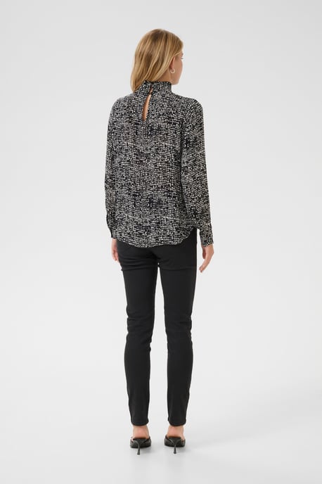 Langarm-Bluse Regular fit Black/Turtledove Graphic Dot black white - Image 2