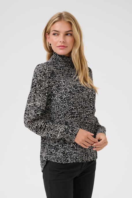 Langarm-Bluse Regular fit Black/Turtledove Graphic Dot black white - Image 3