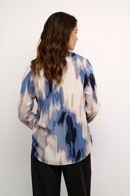 Bluse mit langen Ärmeln Regular Fit Blau Abstrakter Druck blue - Image 3