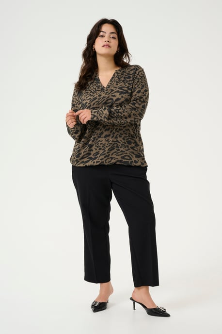 Langarm-Bluse Regular fit Brown/Black Flower Print floral - Image 1