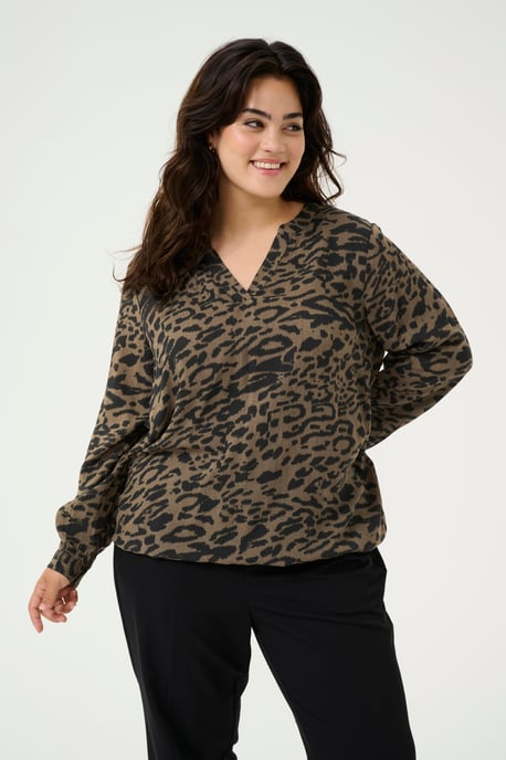 Langarm-Bluse Regular fit Brown/Black Flower Print floral - Image 3