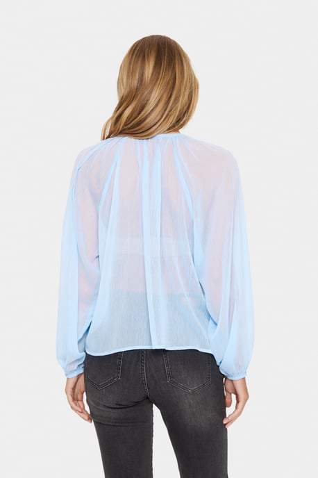 Langarm-Bluse Lockere Passform Chambray Blue - Image 3