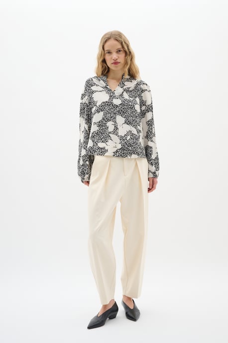 Langarm-Bluse Relaxed fit GraphicFlower Black/PowderBeig floral - Image 2