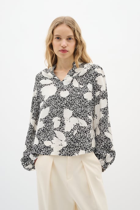 Langarm-Bluse Relaxed fit GraphicFlower Black/PowderBeig floral - Image 5