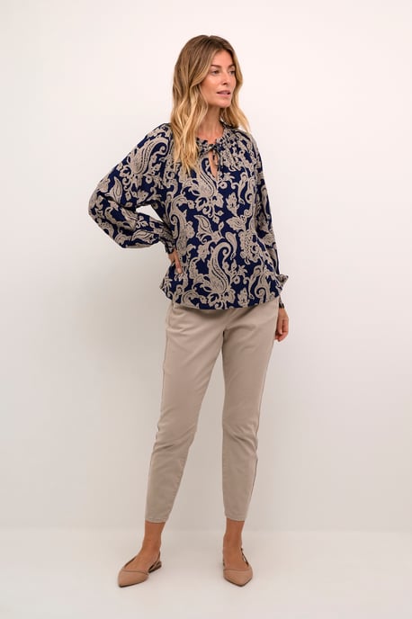 Langarm-Bluse Regular fit Blue Paisley - Image 1