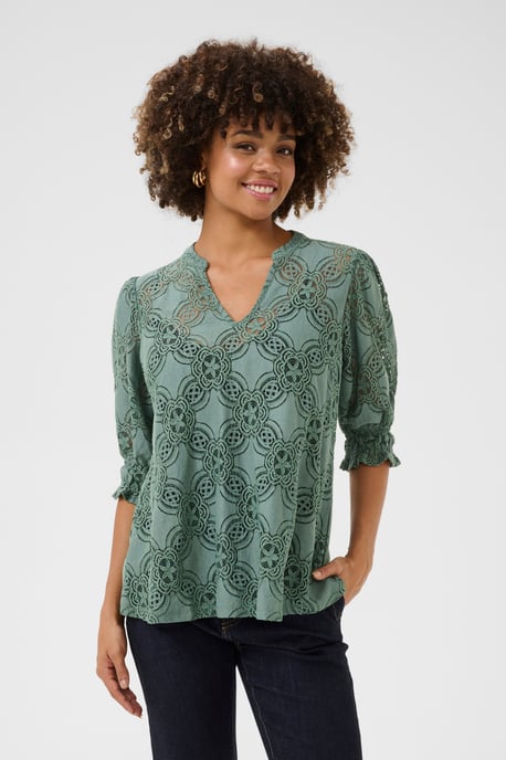 Langarm-Bluse Relaxed fit Green Milieu - Image 3