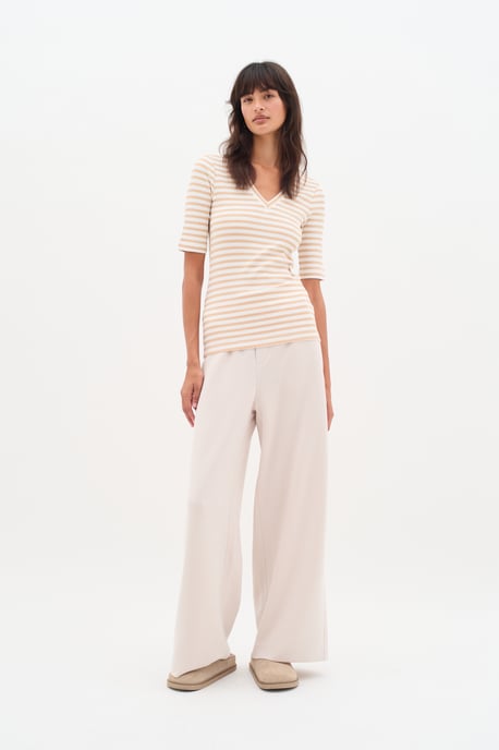 Jerseytop Slim fit Alabaster/Pure White stripe beige - Image 1