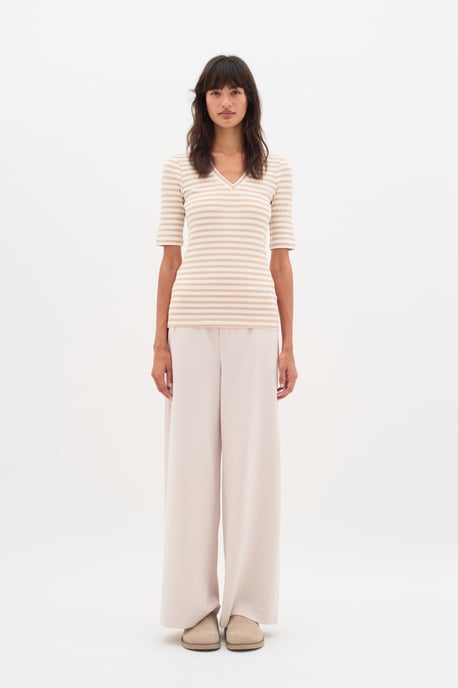 Jerseytop Slim fit Alabaster/Pure White stripe beige - Image 3