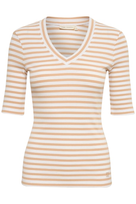 Jerseytop Slim fit Alabaster/Pure White stripe beige - Image 4