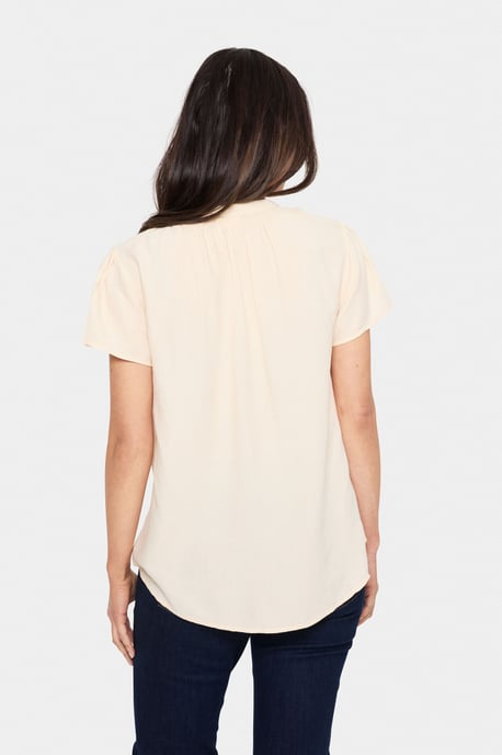 Kurzarm-Bluse Gerade Passform Creme - Image 3