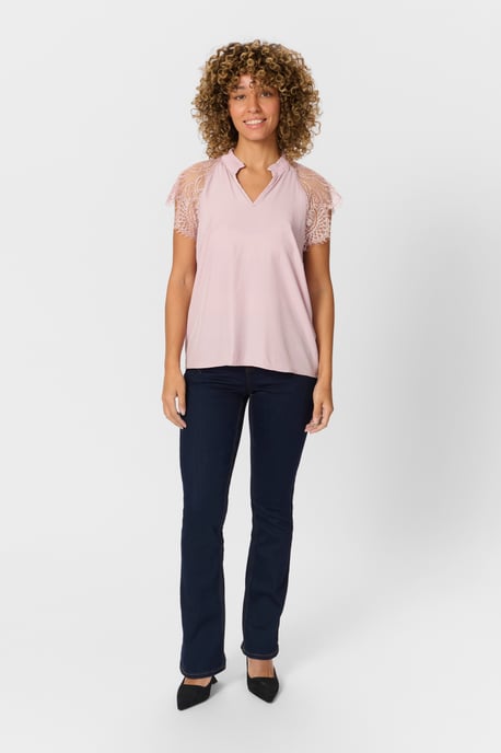 Kurzarm-Bluse Straight fit Deauville Mauve rose - Image 2