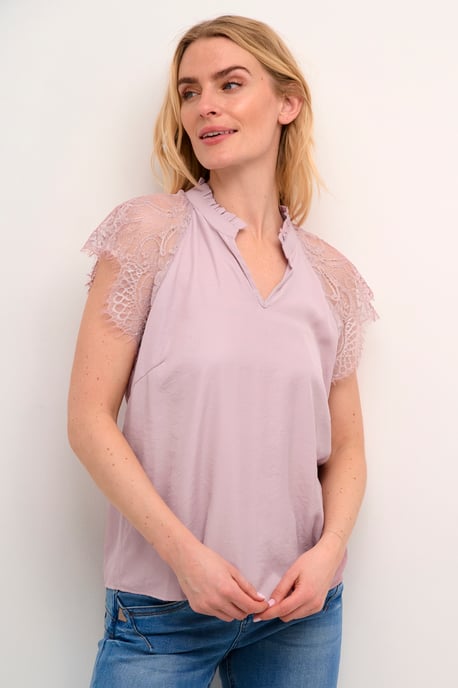 Kurzarm-Bluse Straight fit Deauville Mauve rose - Image 4