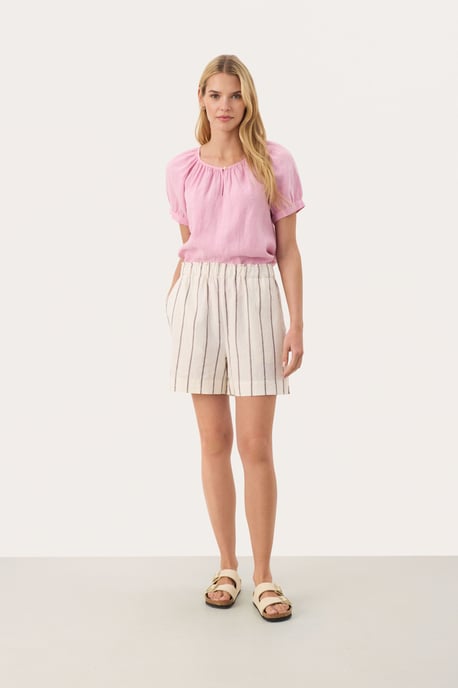 Shorts Easy fit Eggnog and Brown Stripe - Image 1
