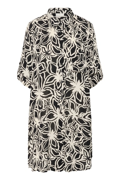 Langarm - Hemd Loose fit Black / Light Beige Flower - Image 4