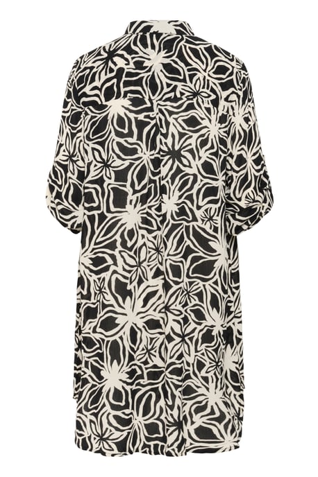 Langarm - Hemd Loose fit Black / Light Beige Flower - Image 5