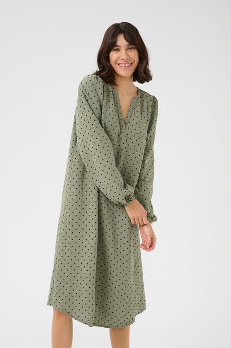 Langarm-Bluse Regular fit Vetiver w. Deep Black Dot green - Image 3
