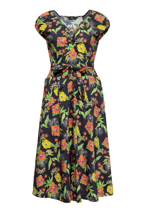 Queen Kerosin Damen Swing Kleid Hibiskus Black mehrfarbig - Image 1