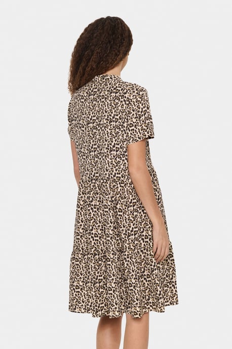 Kleid Lockere Passform Creme Leopard Strokes animal - Image 3