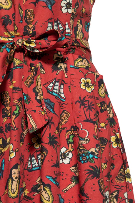 Queen Kerosin Damen Swing Kleid Hawaii rot - Image 3