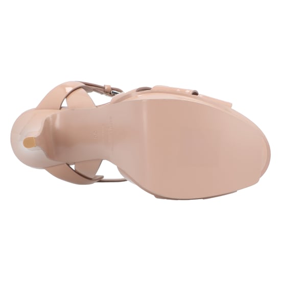 Saint Laurent Tribute Plateausandalen aus Lackleder Beige - Image 4
