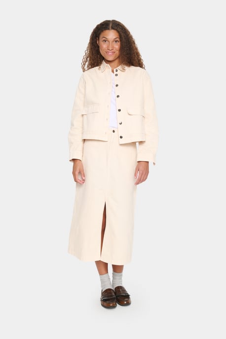 Jeansjacke Lockere Passform Creme - Image 1