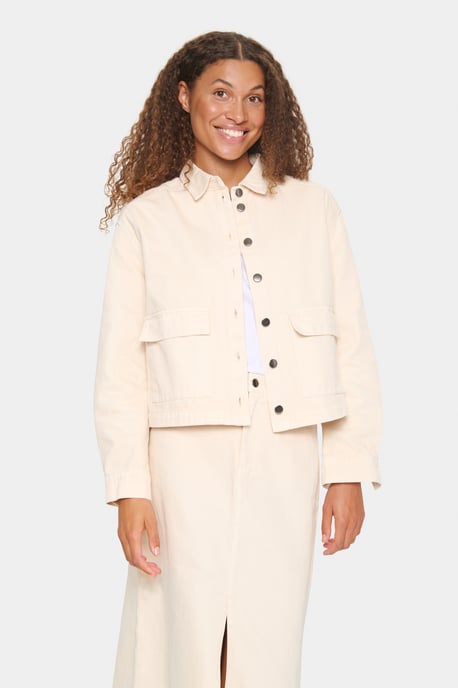Jeansjacke Lockere Passform Creme - Image 2