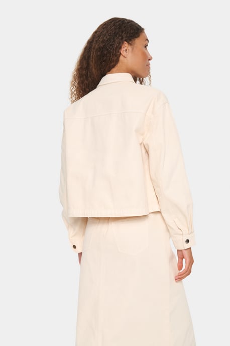 Jeansjacke Lockere Passform Creme - Image 3