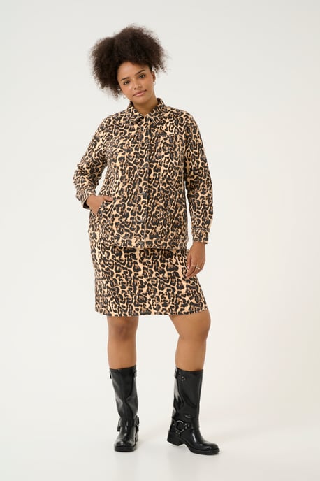 Jeansjacke Loose fit Naturel Leopard Print - Image 1