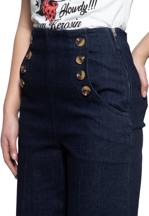 Queen Kerosin Damen Capri Jeans dunkelblau - Image 3