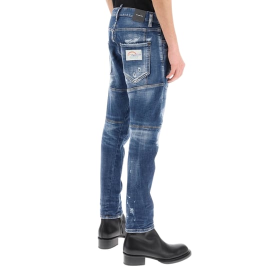 Dsquared2 Tidy Biker Jean Paint Splash verstärkte zerrissene blaue Jeans - Image 2