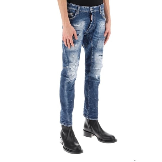 Dsquared2 Tidy Biker Jean Paint Splash verstärkte zerrissene blaue Jeans - Image 4