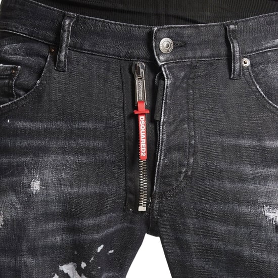 Dsquared2 Skater Jean Ripped Thighs Paint Splatter Black Wash Jeans - Image 3