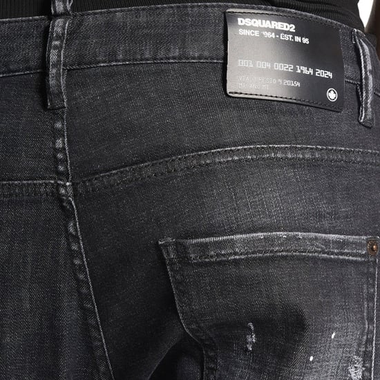 Dsquared2 Skater Jean Ripped Thighs Paint Splatter Black Wash Jeans - Image 4