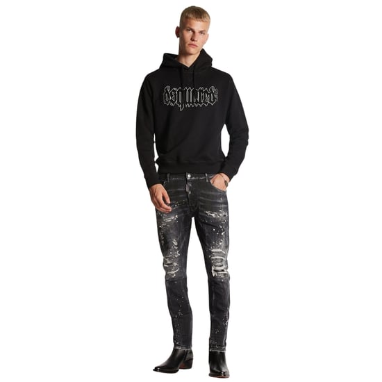 Dsquared2 Tidy Biker Jean Paint Splash verstärkte zerrissene schwarze Jeans - Image 3